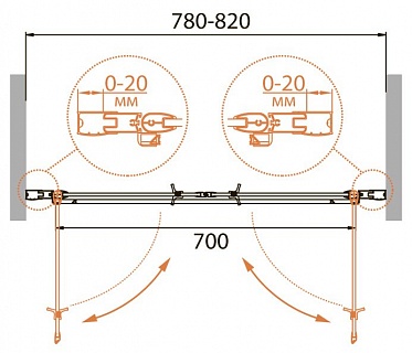 ДУШЕВАЯ ДВЕРЬ В НИШУ CEZARES RELAX-B-2 80-C-Bi