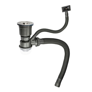 Сифон для мойки FABIA PROFI ЗОЛОТО перелив, со сьёмной корзинкой для мусора (8735)