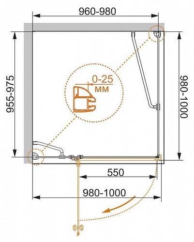 ДУШЕВОЙ УГОЛОК CEZARES VERONA A-1 100-C-Cr
