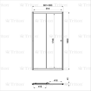 Дверь для душа Triton Слайд 100*185 профиль белый, стекло ПОЛОСЫ