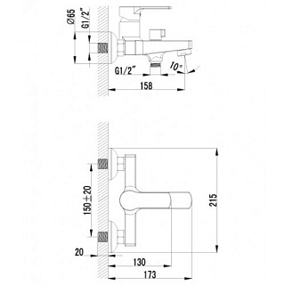 Смеситель д/ванны "PLUS GRACE" (1512С) 35 мм. моно короткий излив  дивертор керамич LEMARK снят с производства  ВЫГОДА!!