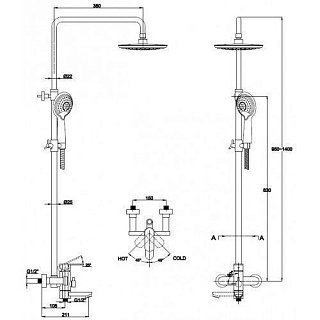 Душ. система KAISER Chrome без смесителя (лейка хром) (2060/2065) 