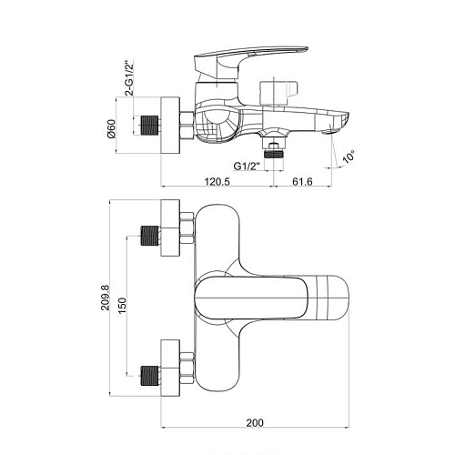 Смеситель д/ванны "KOMAKI" (KOM-1014) короткий излив TOKITO
