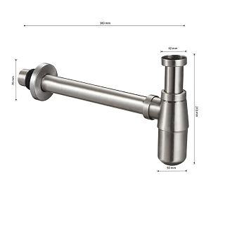 Сифон MAGNUS на раковину, мойку АНТИВАНДАЛЬНЫЙ, из нержавеющей стали (8725/ 8730)