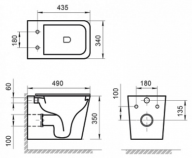 Унитаз приставной Belbagno "ARDENTE-R" безободк. с сид.м/л (BB003CBR+BB2322SC)