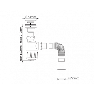 Сифон 1 1/4х40/50 бутылочный для умывальника, c гофрой Y105-0 ZEGOR