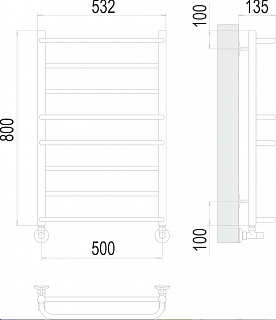 Полотенцесушитель 500х800 П8 "Евромикс" черный матовый (RAL 9005) TERMINUS