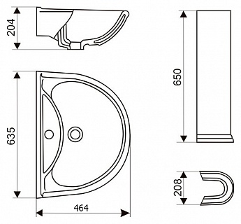 Умывальник с пьед."Престиж" черный   ( Ст.Оскол )