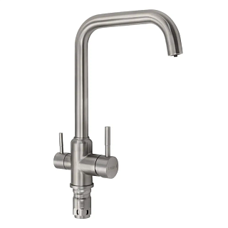 MAGNUS Смеситель д/кухни, Г-образный излив,под фильтр, нерж. ст. марка 304, код: 91115