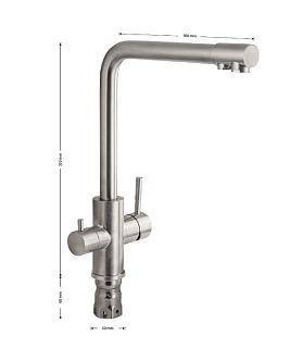 MAGNUS Смеситель д/кухни, Г-образный излив,под фильтр нерж. ст. марка 304, код: 91121