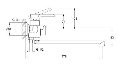 Смеситель д/ванны G-lauf (ZOK7-A036YB) лат ф35 ЧЕРН.МАТ./ХРОМ экономия воды