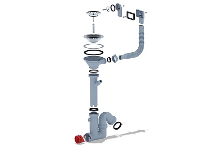 Сифон 3 1/2х40 с отводом для ст. м., гибким круглым и прямоугольным переливом F1045S (20)
