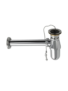 Сифон d-32 мм на раковину, мойку с отводом, нерж ст304,  хромированная (8723)