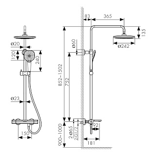 Душ. система KAISER Elite  душевая система  с термостатом  (01182)