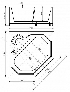 Ванна акриловая Лира 150х150 угловая