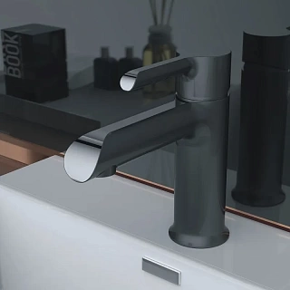 Смеситель д/раковины Haiba черный/хром с гиг.лейкой HB12805-7