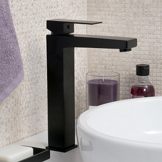 Смеситель д/умывальника "Abens" (2003H) высокий черный  WasserKraft