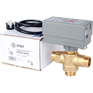 Клапан зональный 3-ходовой, сервопривод 230V, с кабелем 1м., НР 3/4" SVM-0170-300020 STOUT