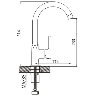 Смеситель д/кухни SHEVANIK белый/хром, гайка  S6053F