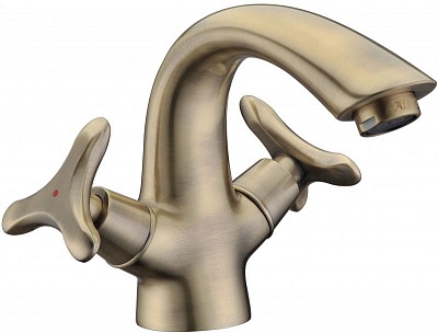 Смес д/раковины Kaiser Trio 3-х листник (57011-1) бронза