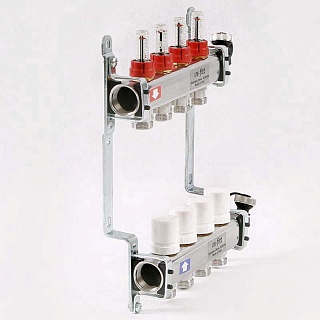Коллектор нерж. с расходомерами 1"х3/4" на  4 выхода (450I4304(R) Uni-Fitt 
