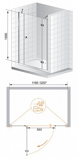 ДУШЕВАЯ ДВЕРЬ В НИШУ CEZARES VERONA-W-B-13 90+60/30-C-Cr