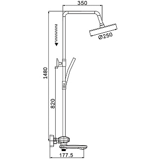 Душ. система ROSE термостат черный R3996H