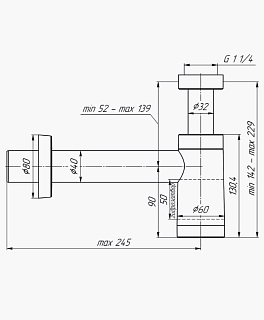 Сифон 1 1/4*40 бутылочный черный с переходной трубкой d40мм BRB1004BL (9)