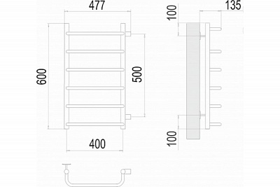 Полотенцесушитель 400х600 П6 Б/П м/о 500 "Стандарт" TERMINUS (50)