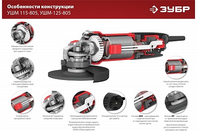 ЗУБР УШМ 125 мм, 800 Вт, компакт УШМ-125-805 ВЫГОДА