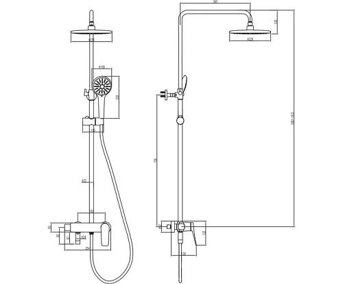 Душевая система "Bronx" (LM3762GM) графит с  изливом LEMARK