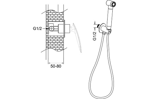 Смеситель с гиг. душ встраиваемый хром ROSE R1105