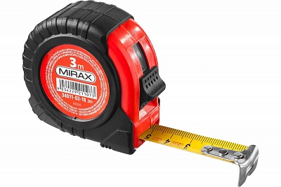 Рулетка 3м  корпус с обрезин.корпусом (34011-03-18_z01) MIRAX RUBBER