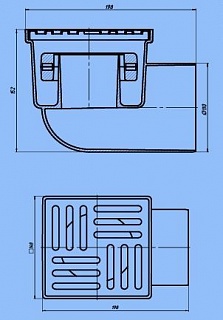 Трап гориз Ду-110 с решеткой из нерж. сухим сифоном 15*15 Ани ТQ1112 (8)