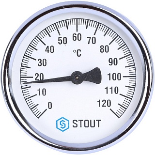 Термометр бим.,  0...120' C, шток 100 мм, (80мм, кл.точ.2,5) (SIM-0001-801015) (STOUT)