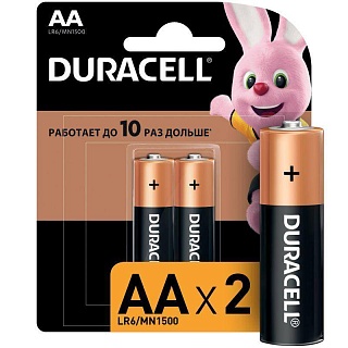 Элемент питания алкалиновый AA/LR6/MN 1500 Basic BP-2 (блист.2шт) Duracell 116913