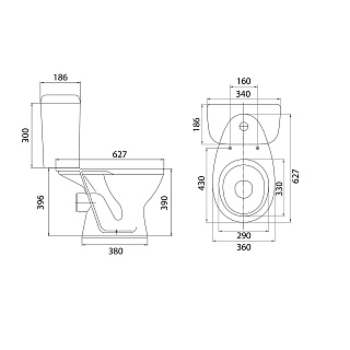 Унитаз-комп "PRO" бел. горизонтальный вып. (Воротынск) 