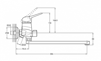 Смеситель д/ванны G-lauf (KLO7-A048/A149) ф40 встр.перекл. 