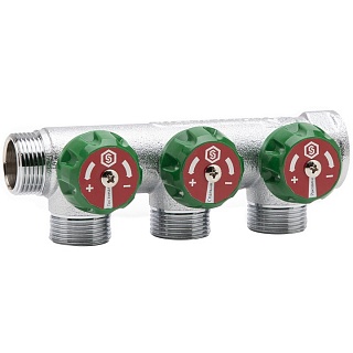 Коллектор регулирующий 3/4", 3 отвода 3/4"EK (SMB-6850-343403) STOUT