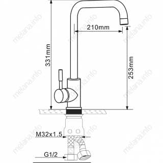 Смес. д/кухни  MELANA TONDO нерж.  (F610104)