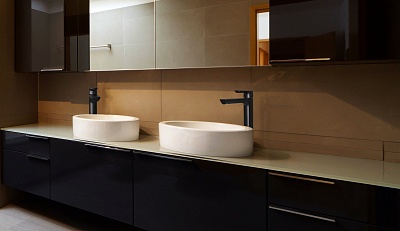 Смеситель д/умывальника "URSUS" (7209BL) высокий черный LEMARK ВЫГОДА!!