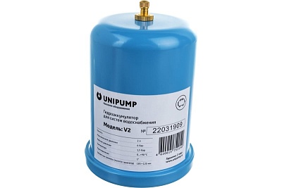 Гидроаккумулятор 2л. верт. (6 бар, Тжидкости 0...+90, d1", мембр. EPDM, бак сталь) UNIPUMP (29758) 