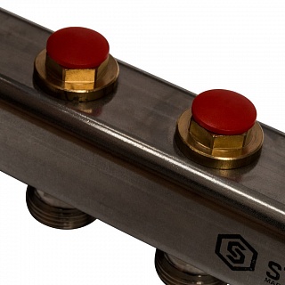 Коллектор 6-вых. нерж.ст. с кранами, терм., воздухоотв.. (SMS 0912 000006) STOUT