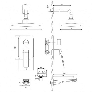Душевая система "ALLEGRO" (LM5922СW) встраиваемый с 2-мя лейками+излив LEMARK
