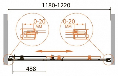 ДУШЕВАЯ ДВЕРЬ В НИШУ CEZARES RELAX-BF-1 120-C-Bi
