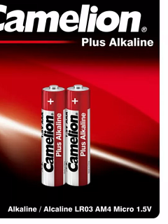Элемент питания алкалиновый AAA/LR03 1.5В Plus Alkaline (блист.2шт) Camelion  LR03-BP2 BL-2