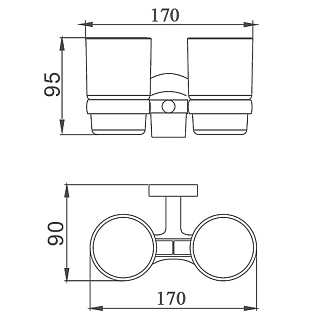 Держатель 2-стакана черный HB8708 HAIBA 