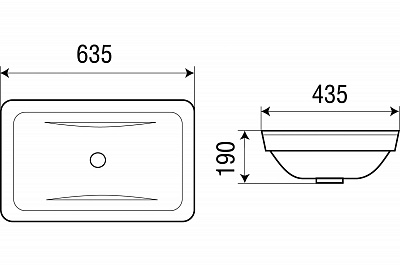 Умывальник WW DEILBACH 6044 врезной 635х435х190