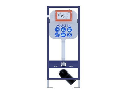 Система инсталляции д/унитаза AQUATEK 45см  с кнопкой белая (KDI-003) с крепежом к стене+шум.изол