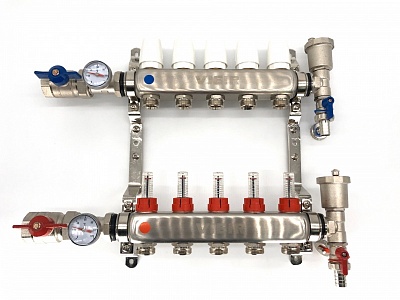 Коллектор с расходомерами 5-вых нерж. с кранами Vieir (VR113-05) (5)